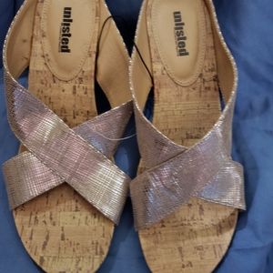 New gold & silver womens wedge heels sz 11